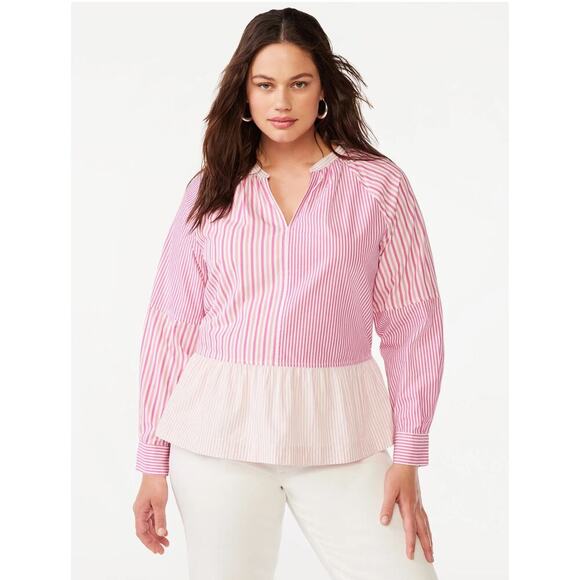 Free Assembly Women’s V Neck Peplum - Picture 2 of 7